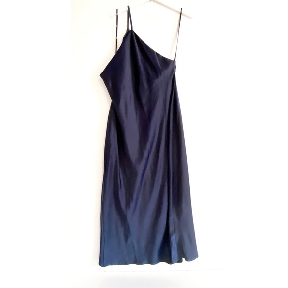 ASOS Navy One Shoulder  Midaxi Dress in Satin, 10 - Picture 8 of 12